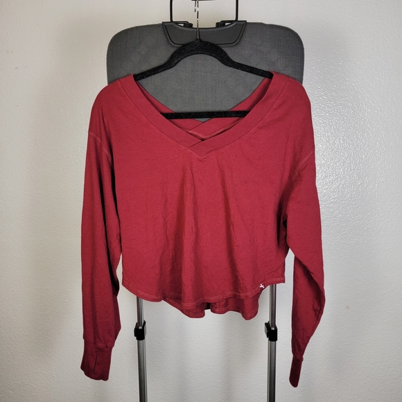 JoyLab Boxy Fit Cropped Long Sleeve Tee Red Size XS - Picture 1 of 7